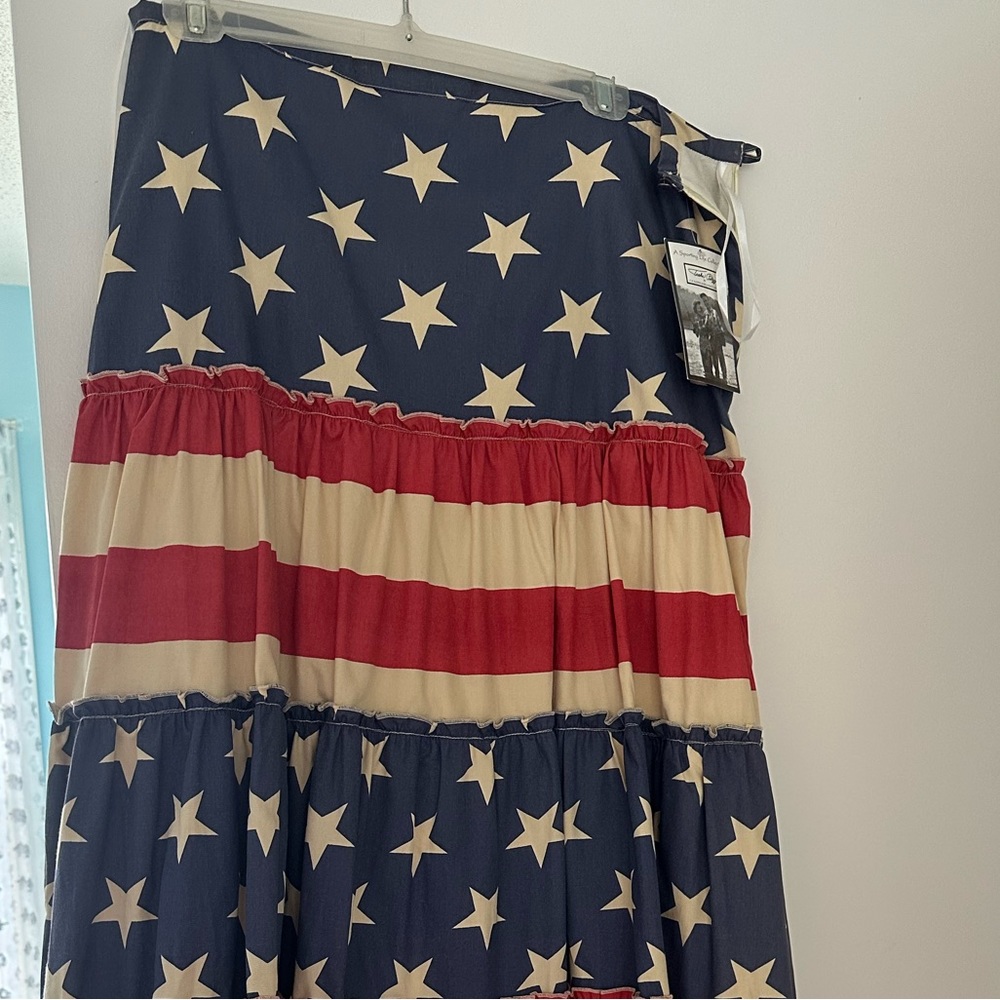 Tasha Polizzi Stars and Stripes maxi skirt.